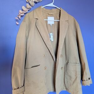 Madewell NWT Beige Double-Breasted Blazer, Canvas
